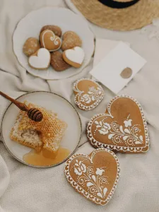 Turtă dulce inimioară roz pudrat S